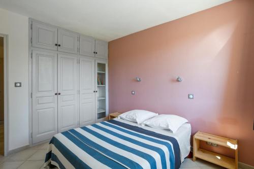 Säng eller sängar i ett rum på Villa de 3 chambres avec piscine privee jardin amenage et wifi a La Tour d'Aigues