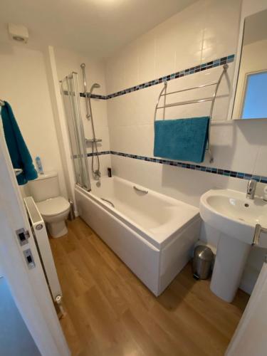 ein Badezimmer mit Badewanne, Waschbecken und Toilette in der Unterkunft Horizon Vista in Ilfracombe