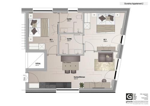 a floor plan of a house at Sima-Apartments in Längenfeld