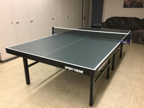 a ping pong table with a net on it at Haus Allod 208 in Lenzerheide