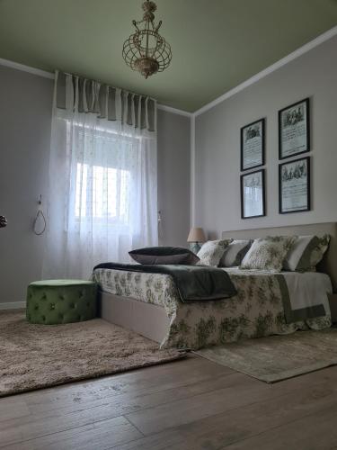 索馬坎帕尼亞的住宿－Sofia's Cottage，一间卧室设有一张大床和一个窗户。