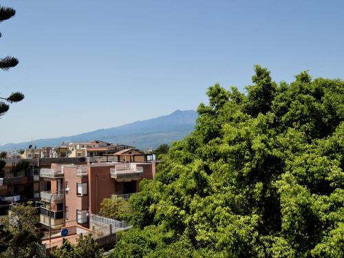 ジャルディーニ・ナクソスにあるApartment Casa Teste di Moro by Interhomeの木陰からの市街の眺め