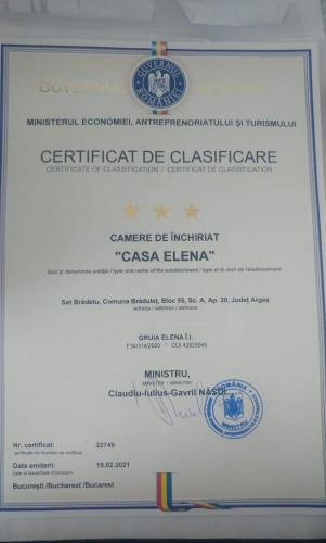 een certificaat van geschiktheid voor een certificaat van overeenstemming bij Casa Elena in Brădetu