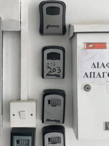 a gas meter on the side of a wall at Alex Beach Apartment 203 in Larnaka