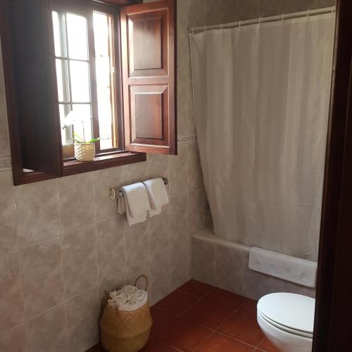 bagno con servizi igienici e finestra. di Casa Pardelo a Fuencaliente de la Palma
