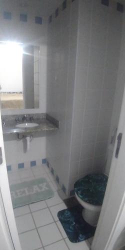 ein Bad mit einem WC und einem Waschbecken in der Unterkunft Apê Namastê in Rio de Janeiro