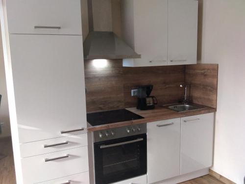 Dapur atau dapur kecil di Untere Ferienwohnung Asshoff in Ahorn