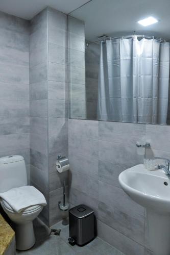 a bathroom with a toilet and a sink at hotel Magnolia in the city centre in Kutaisi