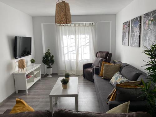 - un salon avec un canapé et une télévision dans l'établissement Apartamento Corazón de Cazorla by CLABAO, à Cazorla
