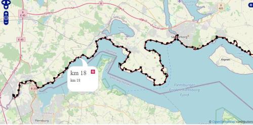 a map with a km isb on it at Fjordvejen Apartments in Gråsten