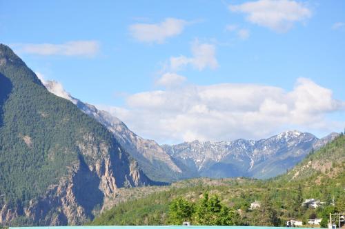 a view of a mountain range with mountains at Canadas Best Value Inn Mile-0-Motel Lillooet in Lillooet