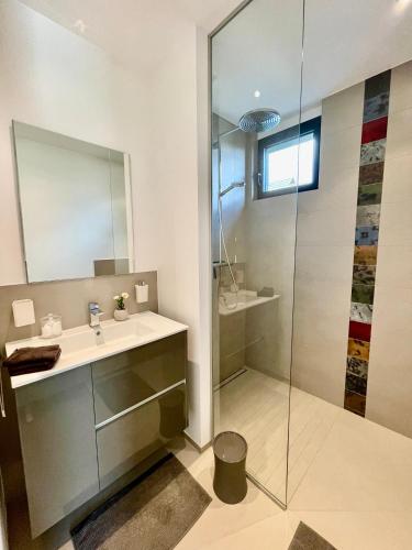 une salle de bain avec un lavabo et une douche dans l'établissement 