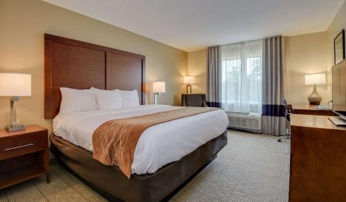 a hotel room with a large bed and a window at Comfort Inn & Suites Augusta Fort Eisenhower Area in Augusta