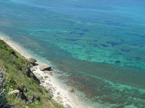 an aerial view of a beach and the ocean at Hotel Alexander in Tropea
