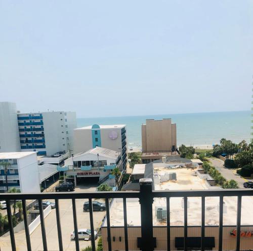 a view of a city with the ocean in the background at Quail Inn and Suites - Myrtle Beach in Myrtle Beach