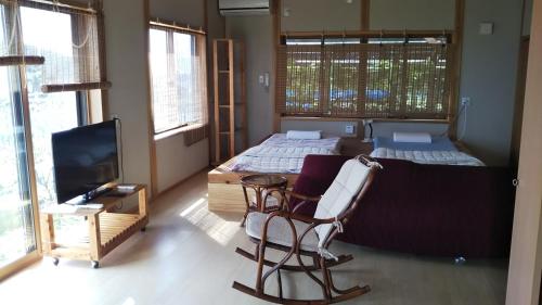 Televisyen dan/atau pusat hiburan di 日本海 能生の宿 見晴らし亭
