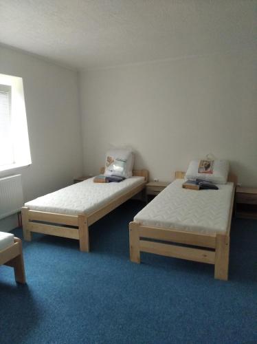 Postel nebo postele na pokoji v ubytování Ubytování MV Týn nad Vltavou - Bohunice - Temelín.