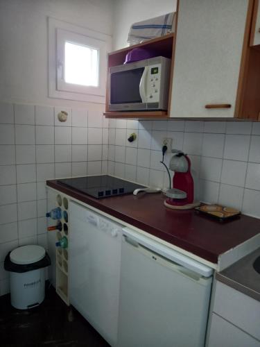 Dapur atau dapur kecil di Soleil et Montagne Bâtiment E