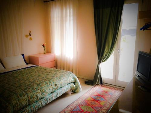 a bedroom with a bed and a window and a television at Bed & Breakfast Don Carlos in San Martino di Lupari