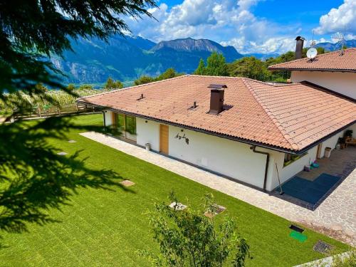 an aerial view of a house with a roof at Agritur Maso Librar in Trento