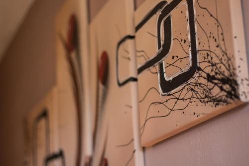 a wall with a drawing on the wall at Apartmány Pod Lesem in Rodvínov