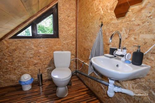 a bathroom with a toilet and a sink at House in nature in Varėna