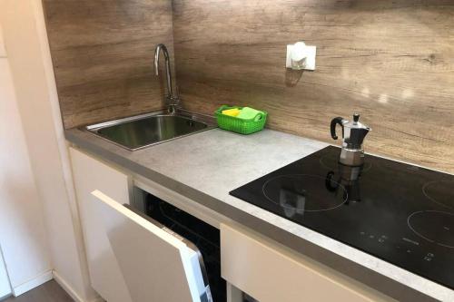 een keuken met een spoelbak en een aanrechtblad bij Brunico 19 in Brunico