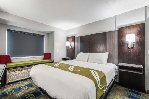 Cette chambre comprend un grand lit et une grande fenêtre. dans l'établissement Quality Inn Owatonna Near Medical Center, à Owatonna