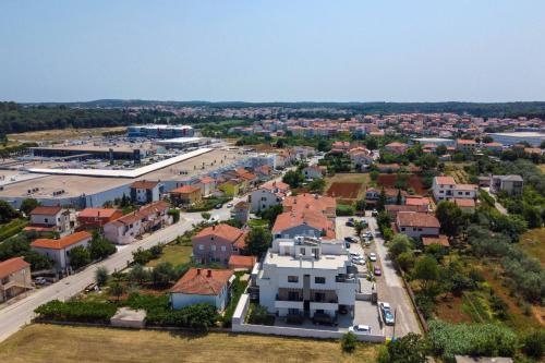 an aerial view of a small town with houses at Villa Barmel in Pula