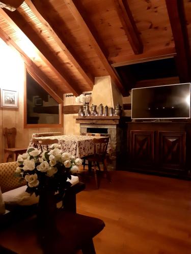 Televisyen dan/atau pusat hiburan di Chalet Blanc "La Mansarda"
