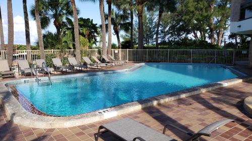 a large swimming pool with chairs and palm trees at Nordvind Beach Resort in St Pete Beach