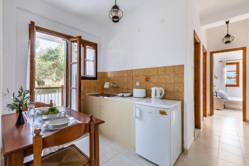 Kuchyň nebo kuchyňský kout v ubytování Skopelos Evergreen Apartments
