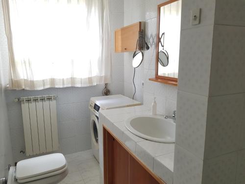 a bathroom with a sink and a washing machine at Casa di Monica e Mauro in Rome