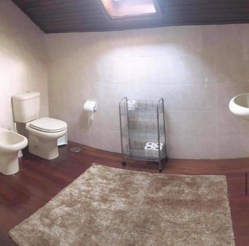 a bathroom with a toilet and a sink at Casa da presa in Ponte de Lima