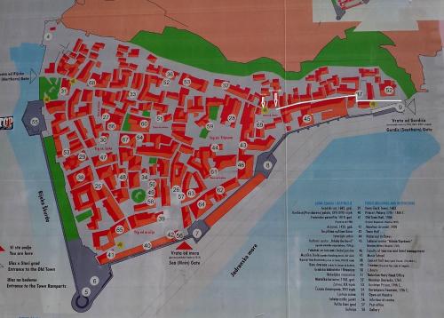a map of a city with lots of buildings at Apartments Popovic in Kotor