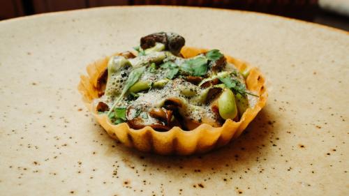 a small dessert with vegetables in a puff pastry at Feversham Arms Hotel & Verbena Spa in Helmsley