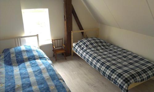 une chambre avec deux lits et une fenêtre dans l'établissement Vakantiehuis Limburg - Landgraaf, à Landgraaf