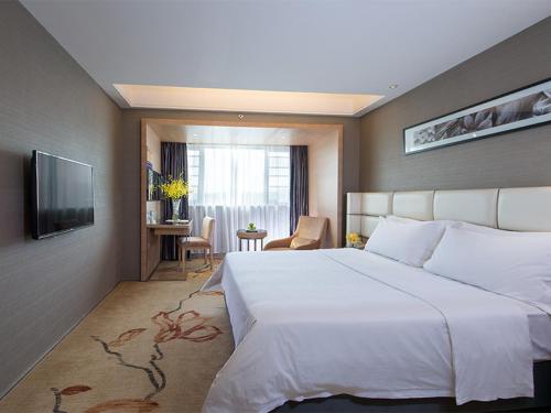 a hotel room with a large bed and a television at Vienna Hotel - Guangzhou South Railway Station Branch in Guangzhou