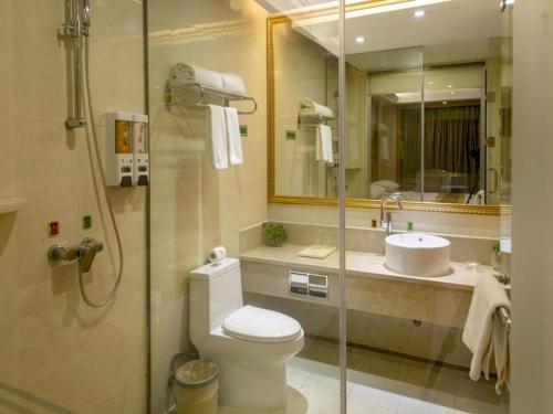 上海市にあるVienna Hotel Shanghai Yangpu Wujiaochangのバスルーム(トイレ、洗面台付)