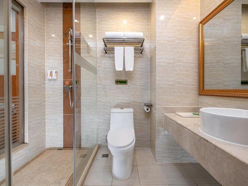 a bathroom with a toilet and a sink at Vienna Hotel Hunan Xincheng Guoji in Liuyang