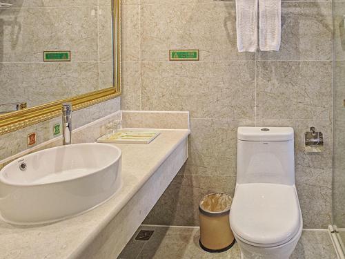 Nanchang County的住宿－维也纳酒店昌南客运站店，一间带水槽和卫生间的浴室