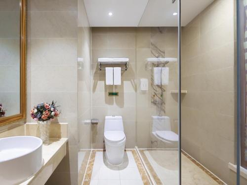 uma casa de banho com um WC e um lavatório em Vienna International Hotel Nanjing South Railway Station em Nanquim