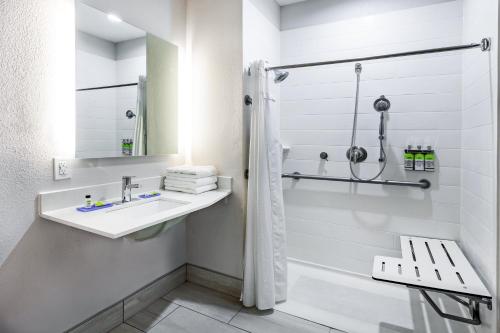 a bathroom with a sink and a shower at Holiday Inn Express Port Lavaca, an IHG Hotel in Port Lavaca