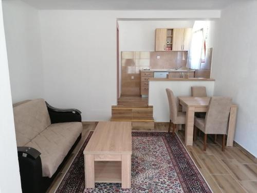 a living room with a couch and a table at Apartmani Tara i Zabojsko Dobrilovina in Mojkovac