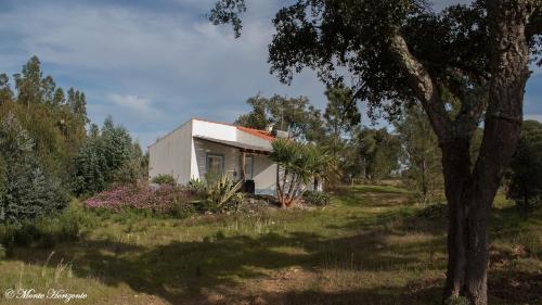 a small house in a field with a tree at Monte Horizonte - Private Villas - Eco & Nature in Santiago do Cacém