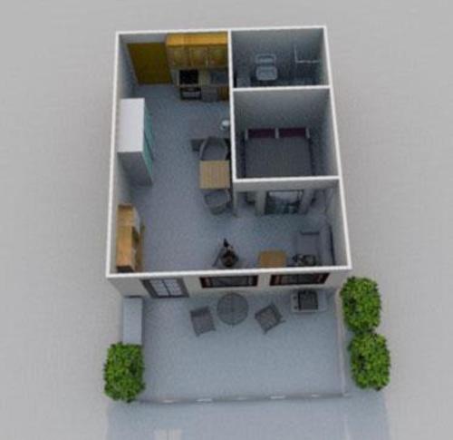 um modelo de casa com piso em Appartement Sonnenblick em Kollnburg