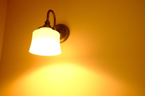 a close up of a light bulb on a wall at コージーイン 東京桜新町 in Tokyo