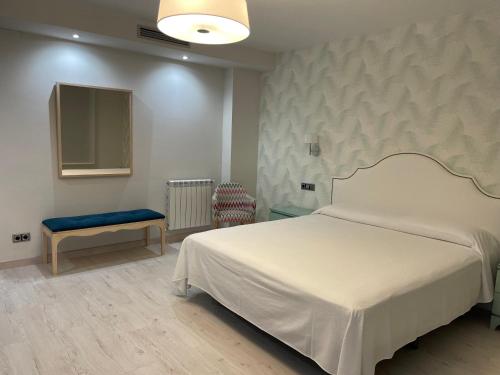 Ένα ή περισσότερα κρεβάτια σε δωμάτιο στο Hostal Pirineos Ainsa