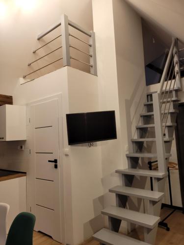 Μια τηλεόραση ή/και κέντρο ψυχαγωγίας στο Apartamenty GUSTO Ostróda