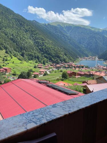 a view from the roof of a building with red roofs at Dilek Apart in Uzungol